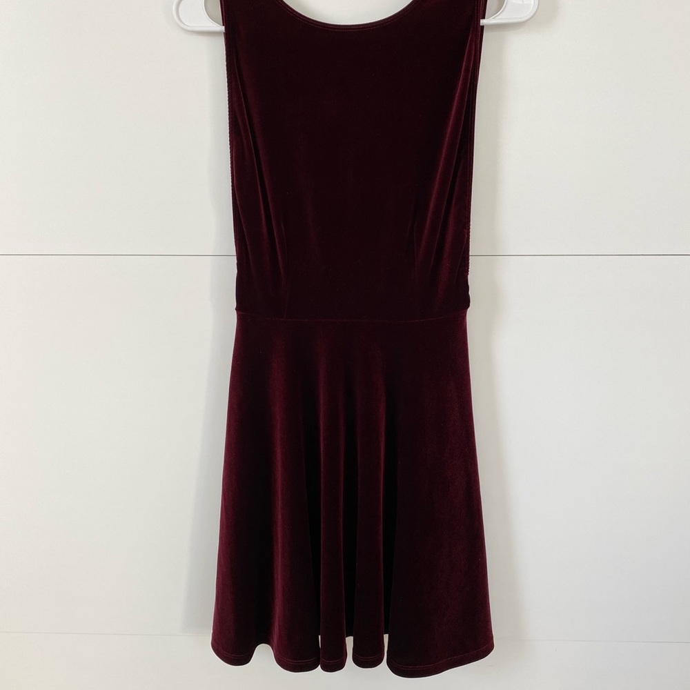 Urban Outfitters red velvet open back dress - M